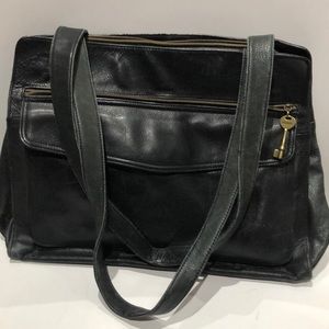 Fossil large black leather bag